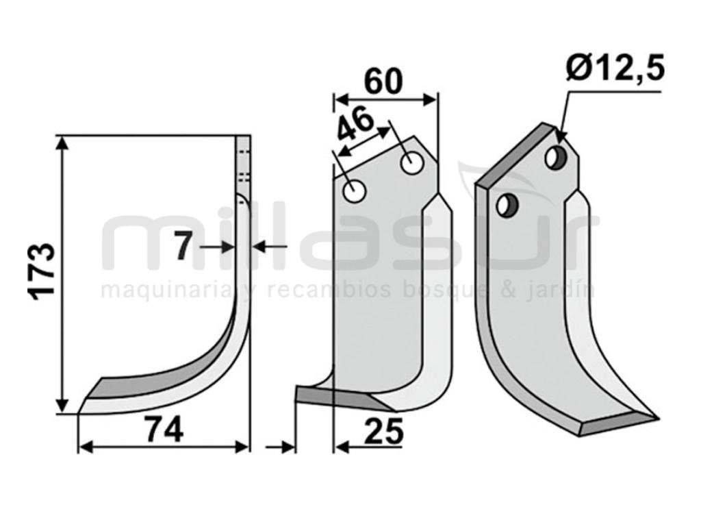 CUCHILLA MOTOAZADA 173x7x60 DERCH - B.C.S. - foto 1